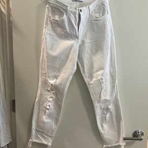 J Brand White Distressed Skinny Jean